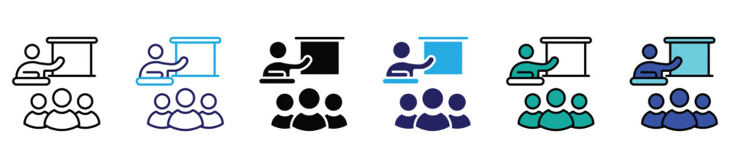 Business Presentation and Corporate Training Workshop Icon Set