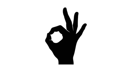 Obraz premium Hand Showing Ok Gesture Silhouette.