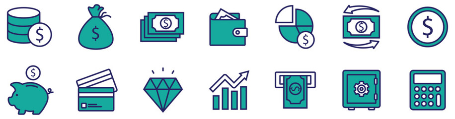 Financial Analytics and Budget Planning Thin Line Icons