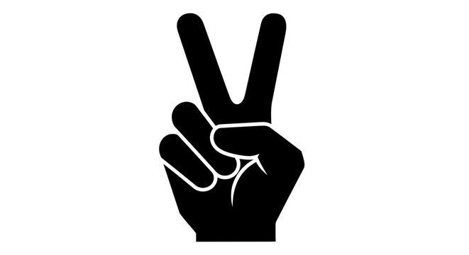Hand Showing Peace Sign with Fingers.