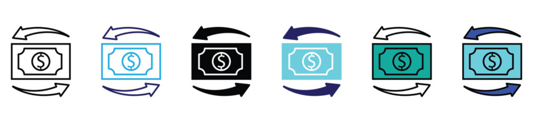 ATM Cash Withdrawal and Credit Card Payment System Icons