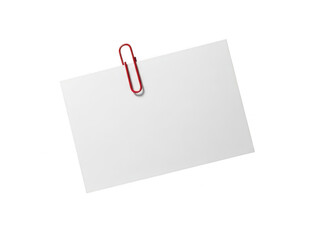 Paper note with a red paperclip isolated on transparent background