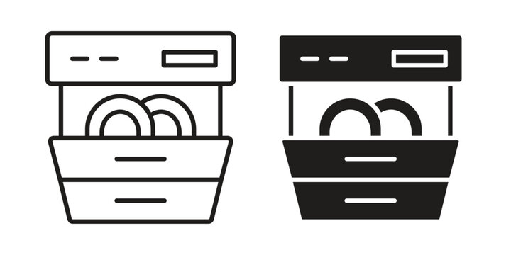 Dishwasher icon symbol vector illustration on white background. Flat design.