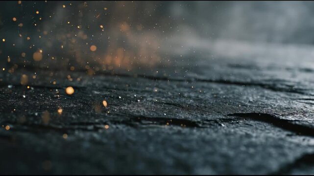 Charcoal Stone Texture with Falling Ash and Volcanic Ashfall