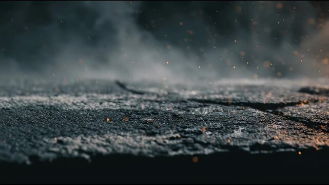 Charcoal Stone Texture with Falling Ash and Volcanic Ashfall