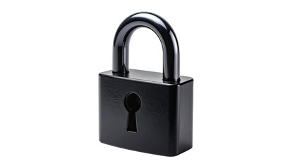 Naklejka premium A sleek, black metal padlock isolated against a dark background.