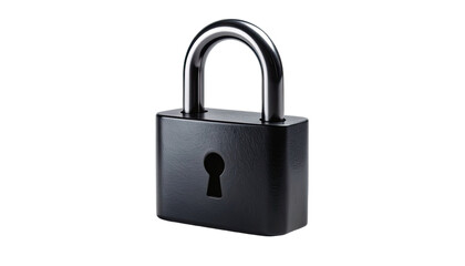 Fototapeta premium A sleek, dark padlock with a silver shackle set against a solid black background.