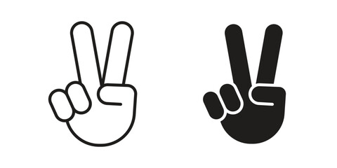 Obraz premium Hand peace icon symbol vector illustration on white background. Flat design.