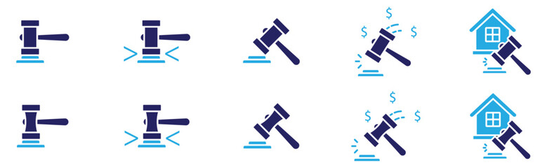 Justice, Auction, and Property Repair Vector Icon Collection