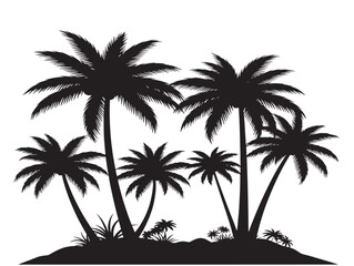 Fototapeta premium Elegant tropical palm tree silhouette with exotic line art design