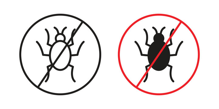 No Bug icon symbol vector illustration on white background. Flat design.