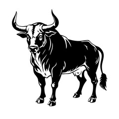 Majestic bull standing strong with powerful horns and detailed features