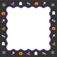 ハロウィンモチーフ　なみなみイラストフレーム　正方形