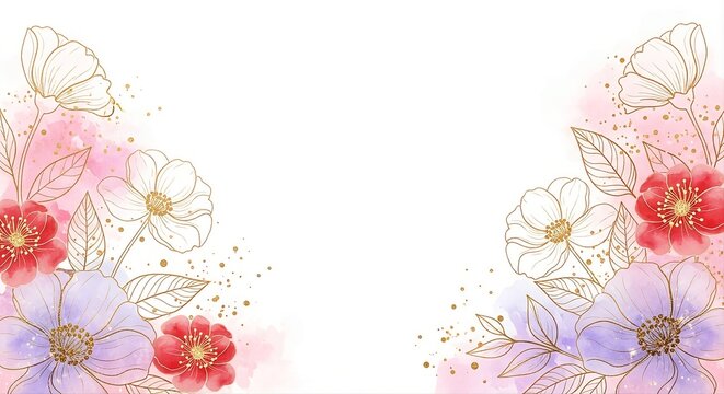 Soft Floral Pastel Background with Elegant Flower Frame Border