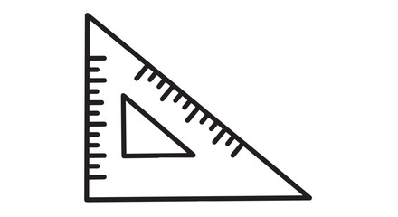 A black triangular ruler with markings on a white background, used for drawing and measuring angles and lengths.