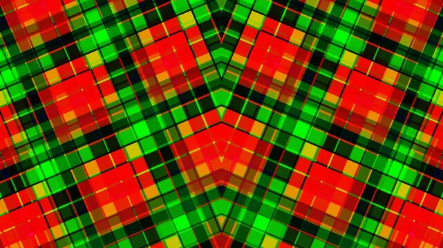 Abstract Red and Green Tartan Pattern with Geometric Symmetry