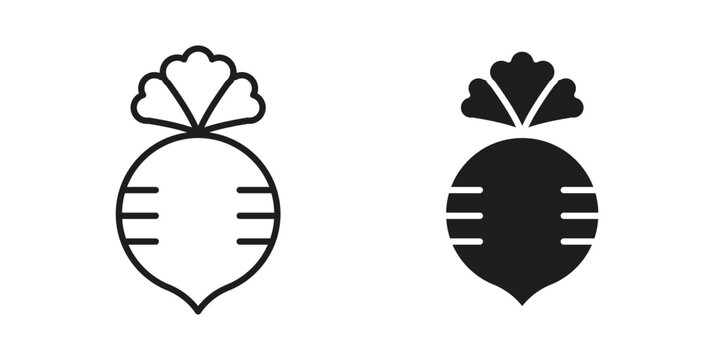 Radish icon symbol vector illustration on white background. Flat design.