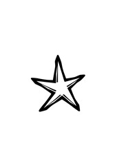 Obraz premium Stylized Black Star with Asymmetrical, Dynamic Lines on White Background — Bold Graphic Icon for Modern Branding, Awards & Digital Design