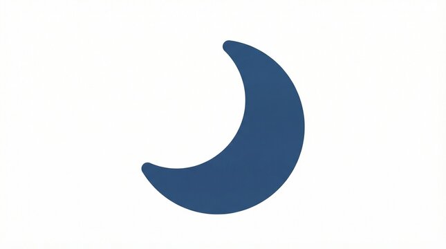 Dark blue crescent moon shape isolated on white background