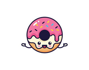 Obraz premium Cartoon donut character with sprinkles isolated on black background