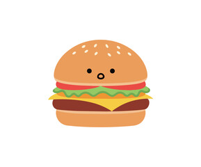 Cartoon hamburger illustration on black background
