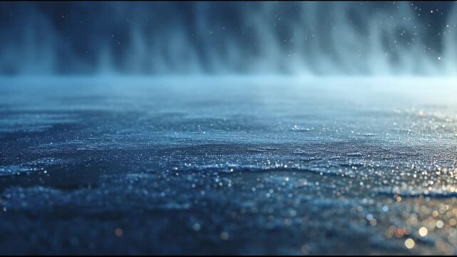 Frosted Metal Surface with Cold Drifting Mist and Ice Texture