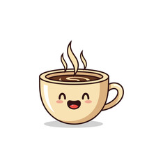 Obraz premium Smiling coffee cup cartoon illustration isolated on black background