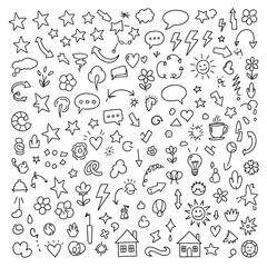 Obraz premium Collection of various cute line icons.