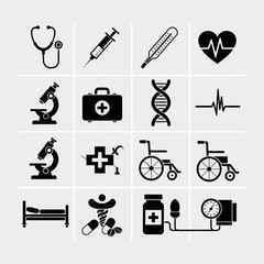Medical icons and health symbols.