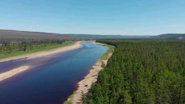 Lensk city. Aerial drone view