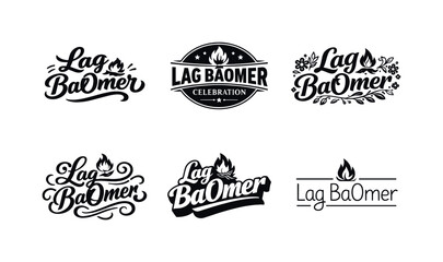 Lag BaOmer Celebration. Set lettering. harmonious lettering variations of the same emblematic concept, each with different artistic