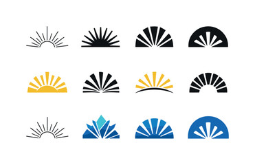 Obraz premium Soft Light Ray Designs. Soft light rays. Icon set. Set Logo of soft light rays: diffused sunbeams. harmonious logo variations of the same emblematic concept,