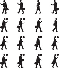 Fototapeta premium Business walking people silhouette