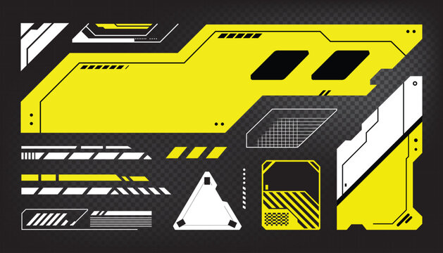 Modern yellow and white futuristic graphic elements collection