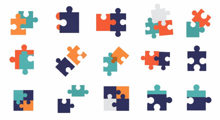 Naklejka premium Colorful Jigsaw Puzzle Pieces Illustration.