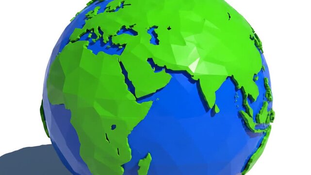 Low poly 3D Earth globe with Americas on white background