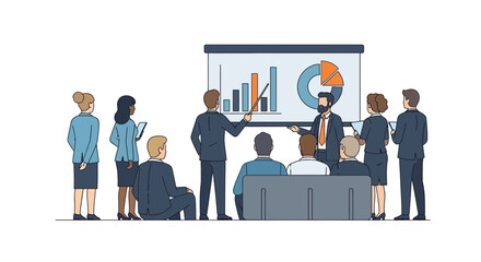 Obraz premium Business presentation in a meeting room people discussing charts and graphs
