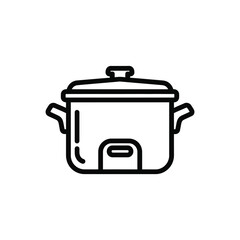 Obraz premium Vector illustration icon simple black line drawing of a pressure cooker