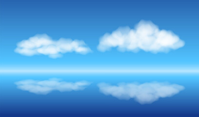 White clouds and their reflection on the water