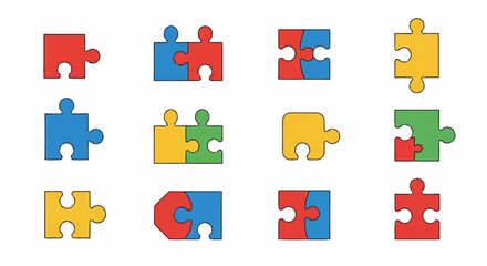 Naklejka premium Colorful Jigsaw Puzzle Pieces Arranged Neatly.