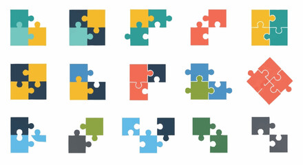 Naklejka premium Colorful Jigsaw Puzzle Pieces Arranged Together.