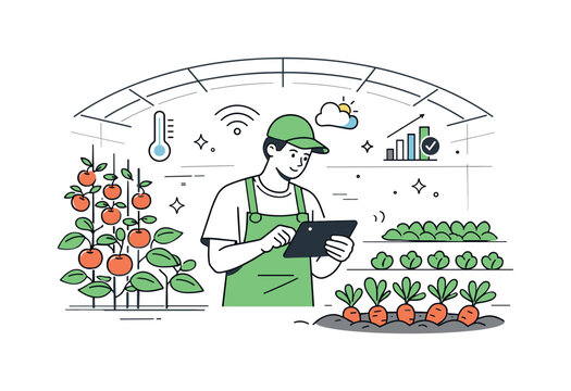 Smart Farming Inspection. Modern greenhouses and intensive veget