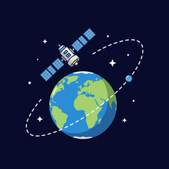Naklejka premium Satellite Orbiting the Earth