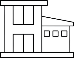 living building facade line art vector illustration on transparent background