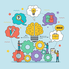 People working on creative idea teamwork.