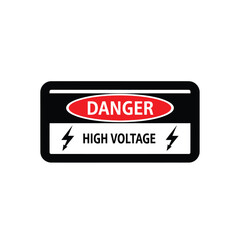 Obraz premium Vector illustration icon danger high voltage warning sign with red oval and black lightning bolts