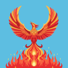 Fototapeta premium Phoenix Rising from Flames Mythical Creature.