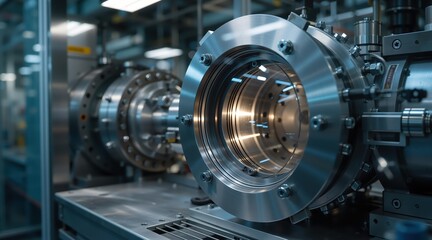 Close up of a highly precise and powerful industrial machine. Modern scientific or medical equipment for research or manufacturing.