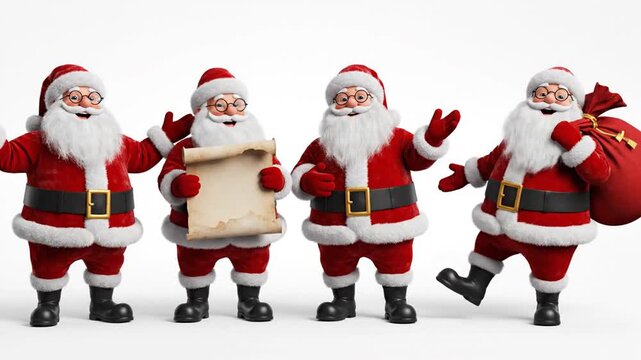 Four Santas with Christmas theme.