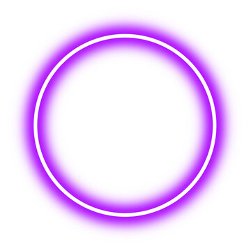 Neon purple circle glow ring on transparent background